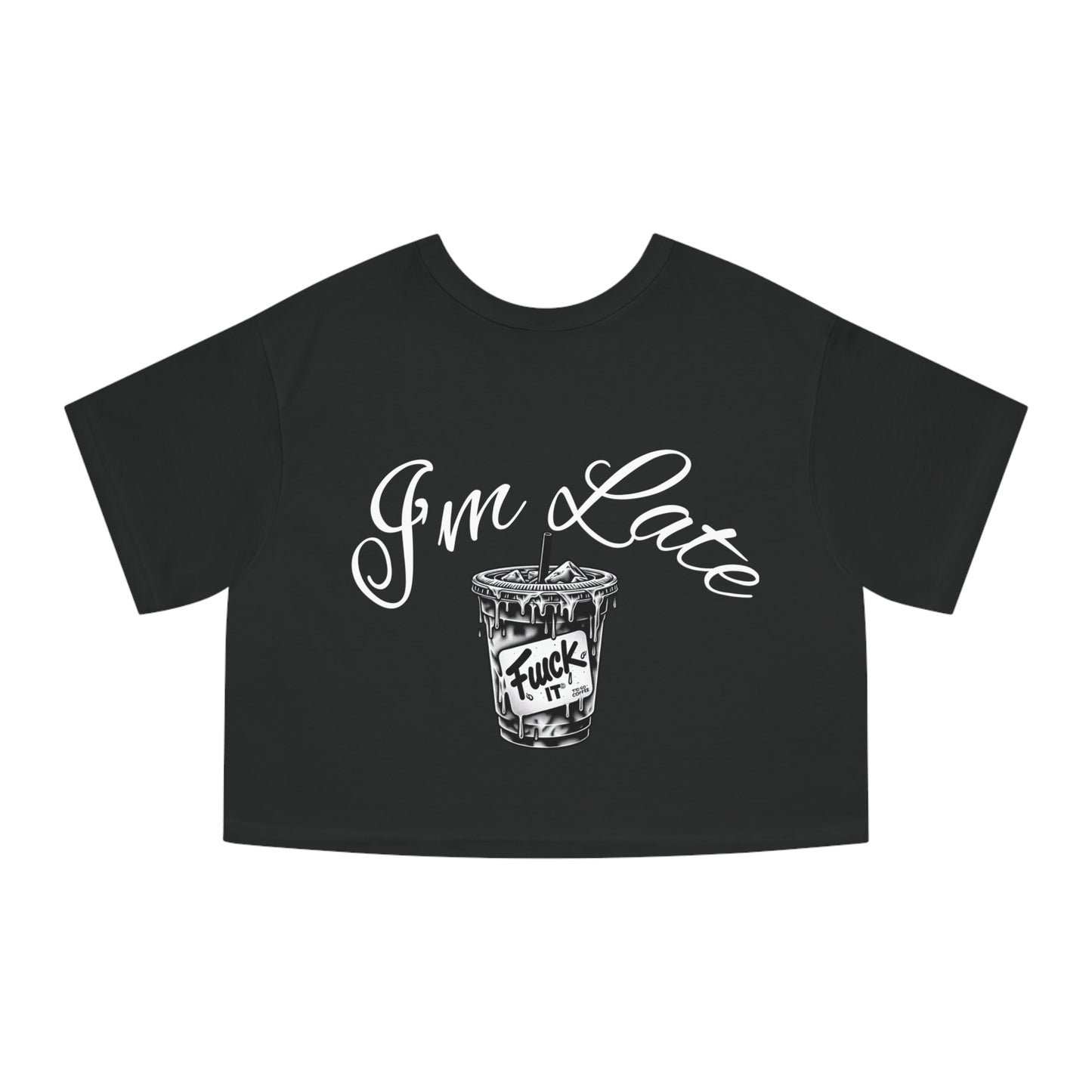 Cropped T-Shirt, Long Line Coffee Lover Design