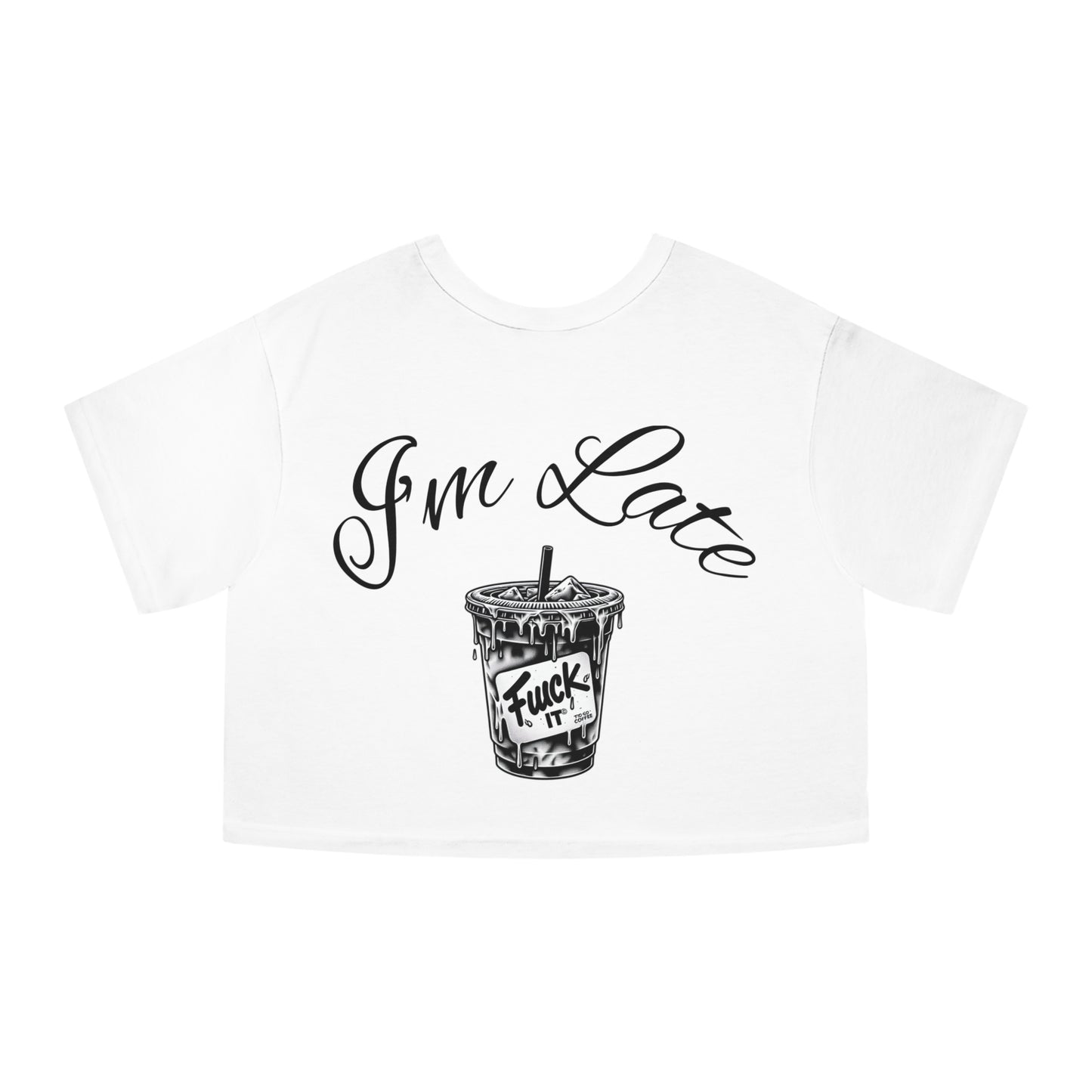 Cropped T-Shirt, Long Line Coffee Lover Design